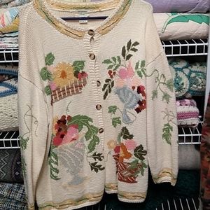 Knit cotton cardigan sweater